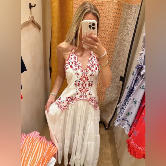 FREE PEOPLE NWT Valenciana White Midi Dress - Picture 2 of 15